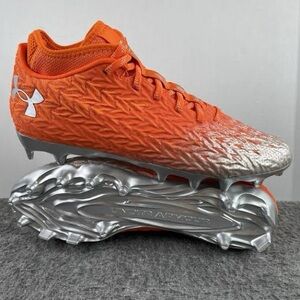 Under Armour Bright Orange and Metallic Silver Cleats